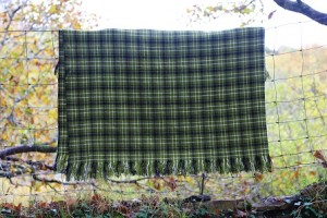 Melin Teifi Olive , Black & Ecru double cloth plaid. TBV23